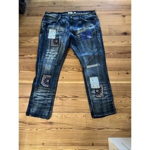 Evolution FWRD Men's Distressed‎  Patched Urban Fashion Jeans Stretch 44X33
